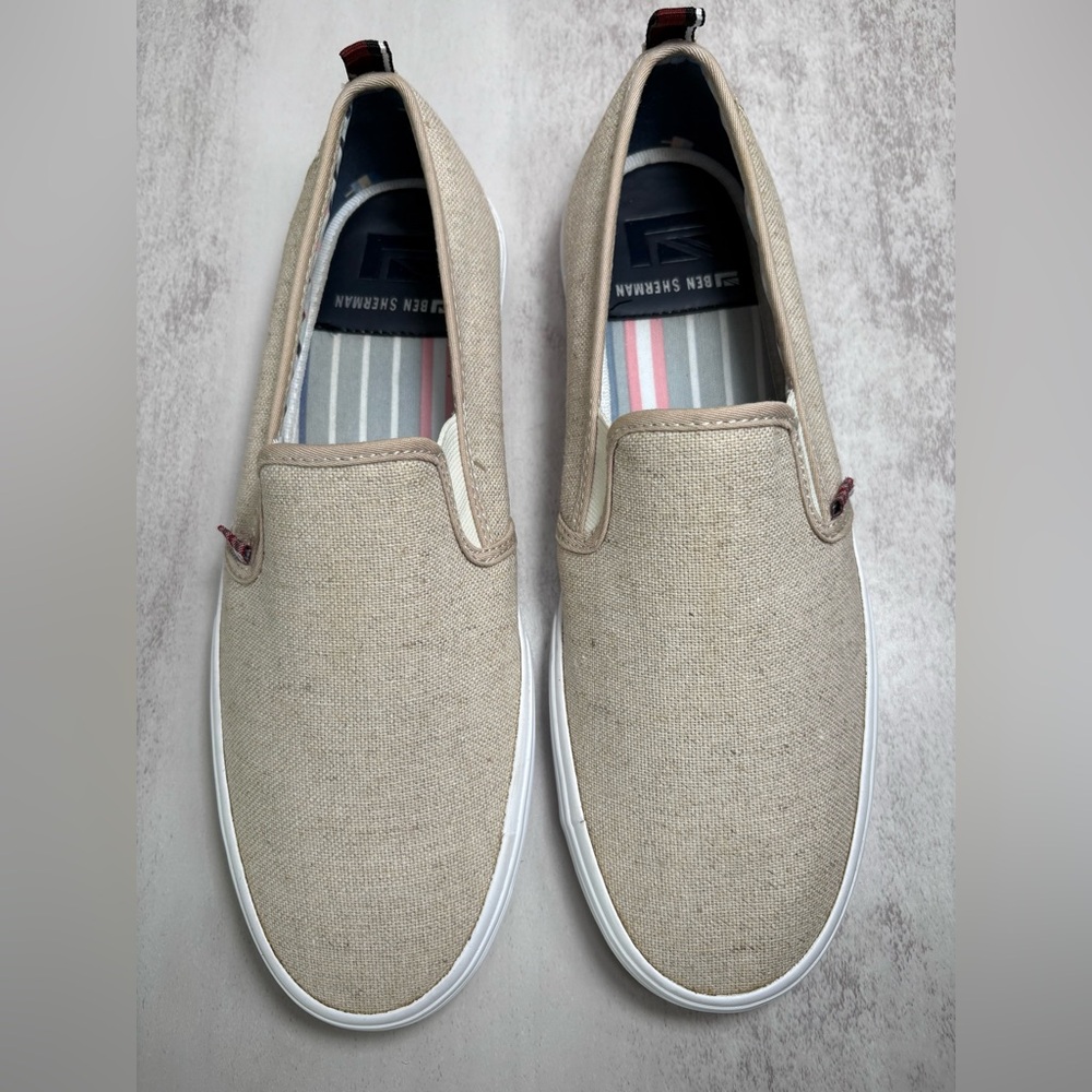 Ben Sherman Men’s Beige Slip-On Canvas Sneakers